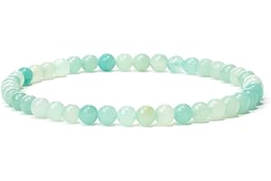 Landorilo 4mm Stretch Armband aus echten Naturstein Perlen, Heilstein Armband, Yoga Armband für Damen, Herren, Glücksarmband, Freundschafts Armband |Ersatzperlen Inklusive|