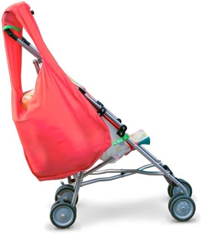 Hatch Things SureShop Reusable Shopping Bag That Clips On To Keep Strollers Standing, Neon Coral