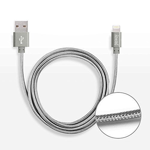 Lightning Kabel Pasway iPhone Ladekabel 3 Pack (1M, 2M, 3M) Nylon Geflochtenes USB Kabel mit Lightning Connector für iPhone 6/6 Plus/6S, iPad Air 2, iPad Pro und mehr Grau - 2