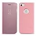 Produktbild QLTYPRI Schutzhülle für iPhone 6 Plus 6S Plus iPhone 7 Plus iPhone 8 Plus, Luxus Mode Elegant [Perspektive] [Spiegel] Schale [Standfunktion] PC PU Ledertasche Stoßfest Anti-Scratch Ultra Dünn Flip Cover Handyhülle für iPhone 6 Plus/6S Plus/7 Plus/8 Plus - Roségold