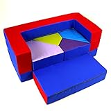 Spielsofa 4in1 Kindersofa Spielmatraze für das Kinderzimmer Spielpolster Softsofa blau/rot Puzzle Kinderzimmersofa Spieltisch Kindermöbel - 8