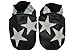 Soft leather baby shoes for boys black with white stars (6-12 months (M))