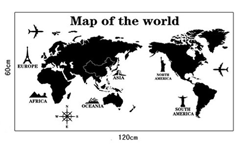 ufengke® Reisen Um Die Welt Weltkarte Wandsticker, Wohnzimmer Schlafzimmer Entfernbare Wandtattoos Wandbilder, A - 4