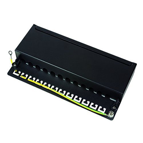 LogiLink Professional Cat.6A (500 MHz) Patchpanel – Verteilerfeld, Tisch/Wand/Desktop, STP (geschirmt) 12-Port (RJ45) - 4
