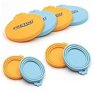 FRETOD Dog Cat Can Silicone Lids - 4 Pack for Pet Food Can - One Size Fits All Standard Size Can Top