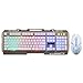 Produktbild Vinkent G700 Game Luminous verdrahtete USB-Maus und Tastaturanzug mit Regenbogen-Hintergrundbeleuchtung LED-Leuchten mechanische Tastatur Gaming Mouse (Gold)