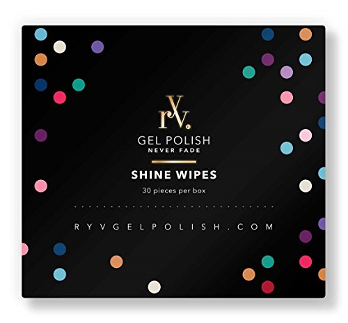 RYV Prep and Shine Wipes - Used for Sticky Residue Remover and Nail Cleanser for UV LED Gel Polish and Shellac Nails - 30 Pcs