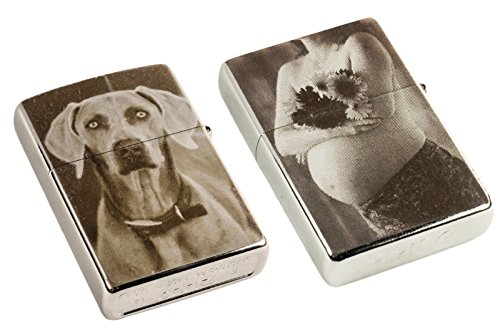 Original Zippo Feuerzeug mit EINSEITIGER Wunsch Gravur Fotogravur chrom brushed matt - 4