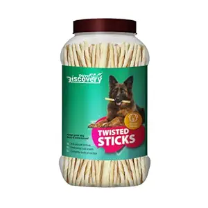 Taiyo Pluss Discovery Pressed Rawhide Twisted Sticks, Dog Treats, 500 g