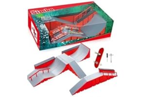 CAVERNEDESJOUETS Coffret Skatepark : Grande Rampe + 4 Mini Deck Skates + Accessoires - Mini Skate a Doigt 90 mm - Set Finger x-Treme + 1 Carte Offert