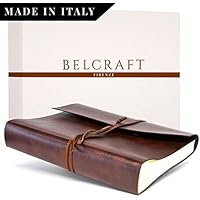 Belcraft Tivoli Album Fotografico in Pelle Riciclata, Elegante Pensiero di Natale con Scatola Regalo, Realizzato a Mano da Artigiani Toscani, A4 (23x30 cm) Marrone