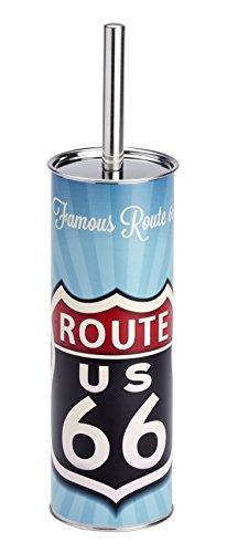 Wenko 21603100 WC-Garnitur Vintage Route 66, Bürstenhalter, Stahl, mehrfarbig, 9,5 x 9,5 x 37,5 cm