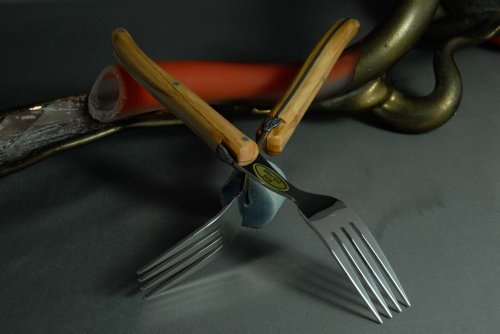 Laguiole Claude Dozorme 2.60.005.89 Steak-Gabel-Set, Griff aus Olivenholz, 6-teilig - 4