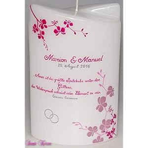 Hochzeitskerze orchideen doppelt oval abg. weiß