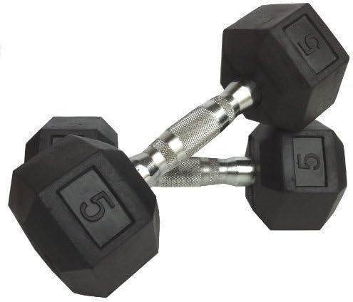 Dumbbell Pair 2 x 5kg + 2 x 10kg Rubber Hex Dumbbells