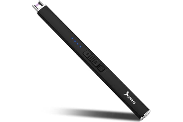 SUPRUS - Encendedor eléctrico de arco, a prueba de viento, sin llama, USB, recargable, con cerradura de seguridad, para encender velas, barbacoa, camping, negro