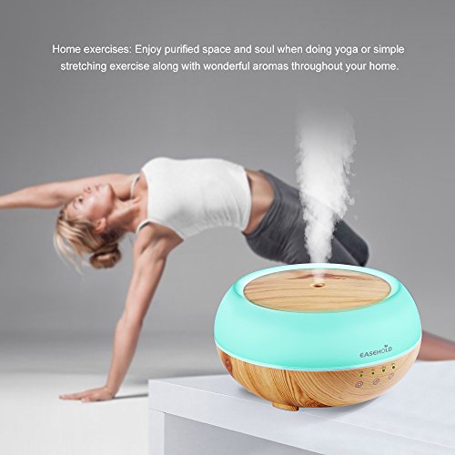 EaseHold Aroma Diffuser 300ML Aufgerüstet Touch-Taste Leise Kalten Nebel Luftbefeuchter Ultraschall Oil Düfte Humidifier Holzmaserung LED mit 7 Farben Elektrisch Duftlampe Humidifier LED Licht für Babies Kinder Haus Yoga Schlafzimmer Wohnzimmer Büro(hölzerner Korn-Unterseiten- + Milch-weißer Deckel) - 5