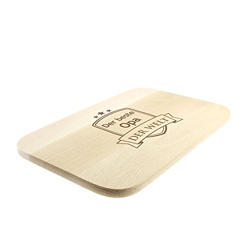 Frühstücksbrettchen – Schneidebrettchen mit Gravur und Wappen-Motiv – Der beste Opa der Welt – Standard – Brotbrett aus hellem Holz – Geschenkidee für Männer – Geburtstagsgeschenk - 2