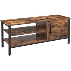 VASAGLE Meuble TV pour Télévision Jusqu'à 48 Pouces, Support TV, avec Placard et 2 Compartiments Ouverts, pour Salon, Chambre, Couloir, 110 x 40 x 45 cm, Style Industriel, Marron Rustique LTV42BX