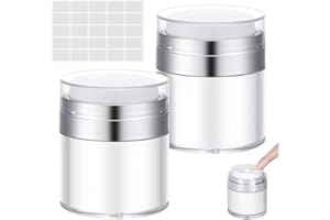 Fuyamp Airless Pumpspender, 2 Stück Creme Spender Nachfüllbarer Pumpbehälter Drunk Elephant Container Vakuum, leerer Airless Lotionsbehälter mit Deckel und Etiketten für die Reise 30ml