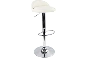 KKTONER Barhocker Tresenhocker höhenverstellbar 60-80cm mit Fußstütze PU Leder Weiß