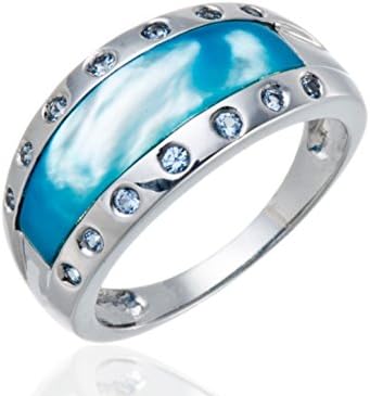 Hutang Jewelry Tanzanite and Blue Mother of Pearl 925 Sterling Silver Ring (S 1/2)