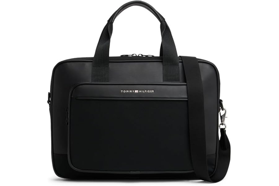 Tommy Hilfiger Men's TH FOUNDATION COMPUTER BAG AM0AM13626 Computer Bag, Black (Black), One Size