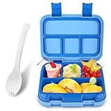 KidsHobby Boîtes Alimentaires hermétiques Enfant Bento Lunch Box sans fuites ni Fissures Passe à congélateur et au Micro-Ondes - Idéal pour Les Repas et déjeuner (Bleu Foncé)