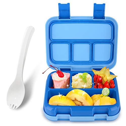 KidsHobby Boîtes Alimentaires hermétiques Enfant Bento Lunch Box sans fuites ni Fissures Passe à congélateur et au Micro-Ondes - Idéal pour Les Repas et déjeuner (Bleu Foncé)