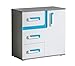Produktbild Jugendzimmer - Kommode Oskar 08, Farbe: Anthrazit/Weiß/Blau - 84 x 85 x 40 cm (H x B x T)