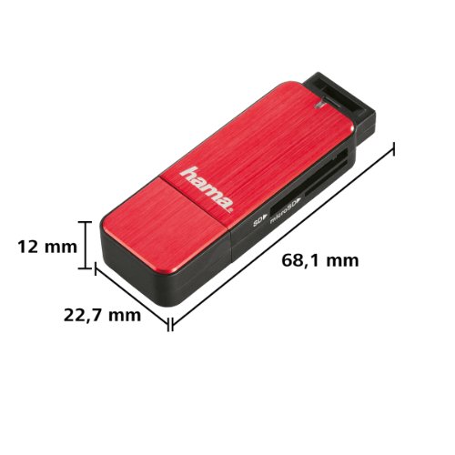 Hama Kartenleser mit Aluminiumgehäuse (SD, SDHC, SDXC, microSD/microSDHC/microSDXC, USB 3.0), rot - 4
