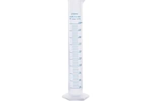 FSSTUD Transparent Plastic Graduated Cylinder Scientific Measuring Cylinder Chemical Measuring Test Tube Blue Line Graduated Test Tube Lab Liquid Measuring Tool 250ml