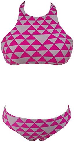 Rosy Nude Geometric Pattern Triangular Bikini Size UK 16-18
