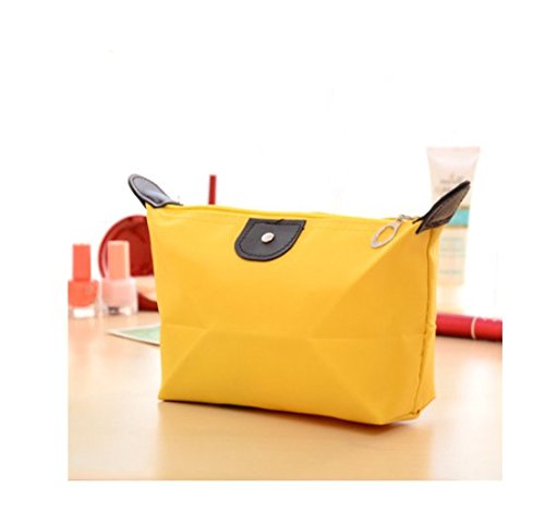Domire Women Dumpling Shape Nylon Waterproof Zipper Cosmetic Makeup Bag Handbag ,Yellow