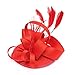 Produktbild MIMOO Mode Dame Haarspange Satin Feder Clip Hochzeit Top Hut Haar Zubehör Cosplay Kostüm (rot)