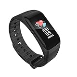 Limiz Smart Armband Blutdruck Uhr Herzfrequenz Sauerstoff Sport Schrittzähler Gesundheit Geburtstagsgeschenk Fitness (Schwarz, Rot, Blau) F1 Farbdisplay (Color : Black)