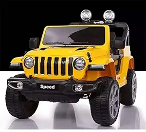 SHAKYA WORLD Sports Jeep 08 Speed 12V Rechargeable Battery Operated Ride on Jeep to Drive for 1-7 Years Kids/Children/Baby/Girls/Boys with Swing Option, Music, Lights and Remote Control- Yellow