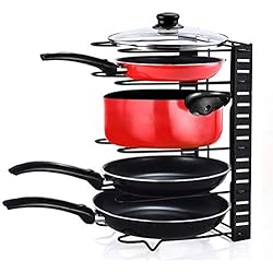 Home-Neat Porte-casseroles Acier Inoxydable Support, Plateaux de Rangement Réglable Parfait pour Les Ustensiles de Cuisines Poêles, Casseroles, Couvercles, Faitout