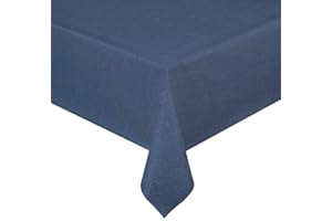‎DECOHOMETEXTIL Wachstuch Wachstischdecke Tischdecke Gartentischdecke Lack Leinen Blau Breite & Länge wählbar 110 x 150 cm Eckig abwaschbar