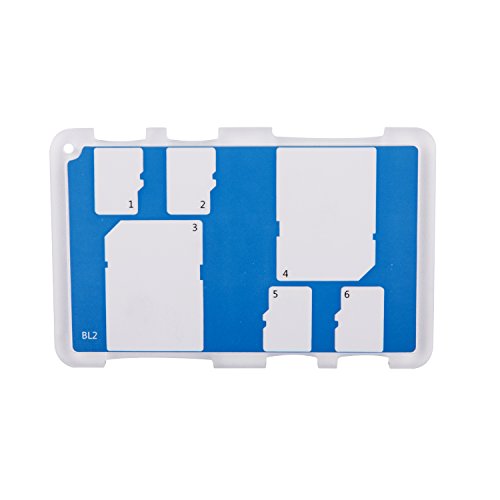 Flashwoife Turtle-SD2MSD4BL Speicherkartenetui für 2x SD und 4 x MicroSD Speicherkarten Aufbewahrungsbox im Kreditkarten-Format – transparent und blau - 3