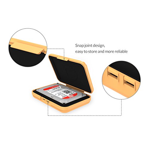 ORICO Festplattentasche Schutztasche Schutzbox (3.5″, Orange) – Aufbewahrungstasche für 3,5 Zoll Festplatten Western Digital WD Seagate Toshiba Samsung Intenso - 4