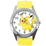 Taport® Quarz-Armbanduhr mit Pikachu-Motiv und gelbem Lederband + Gratis Ersatzakku + Gratis Geschenkbeutel