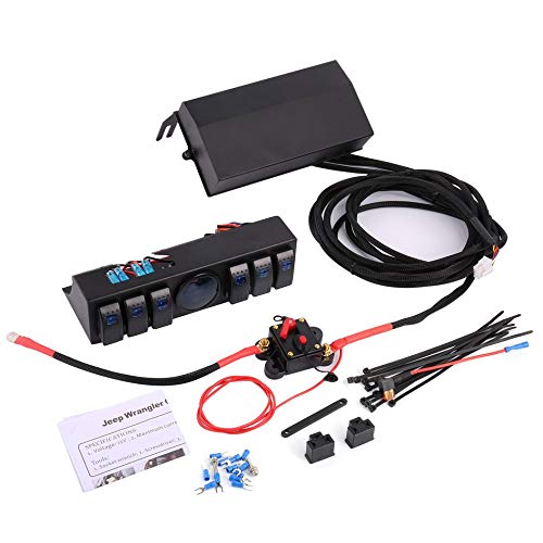 Preisvergleich Produktbild Mountxin 6 Gang Wippschalter Bedienfeldschalter Systemspannungsmesser für Jeep - Schwarz