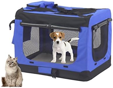 MC Star Lightweight Pet Carrier Oxford Fabric Folding Portable Pet Bag with Food Bag ,XL 82 x 58 x 58cm (Black,Blue)