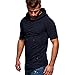 Produktbild Slim Fit Rundhalsausschnitt Baumwollmischung Kurzarm Sweatshirt Athletic Tank Top T-Shirt Sweatshirt für Männer Mit Kapuze Größen M-XXL (L, Marinenblau)