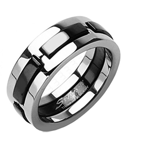 Tapsi´s Coolbodyart® Unisex Ring Titan Silber schwarz 6/8mm breit Multi Color Dexter verfügbare Ringgrößen 47 (15) – 72 (23)