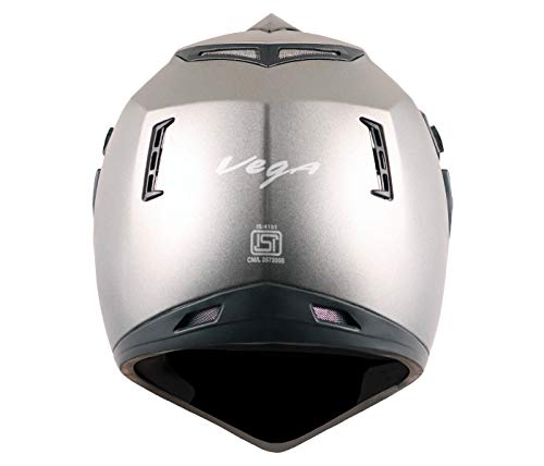 Vega Off Road ISI Certified Matt Finish Full Face Dual Visor with Peak Helmet for Men and Women Outer Clear Visor and Inner Smoke Sun Visor(Dull Anthracite, Size:L) - Image 3