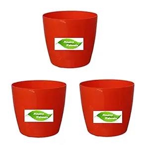 Flower Pot Virgin Plastic for Garden Decor/Indoor/Outdoor Decor Orange Color 19 cm - Pack of 3