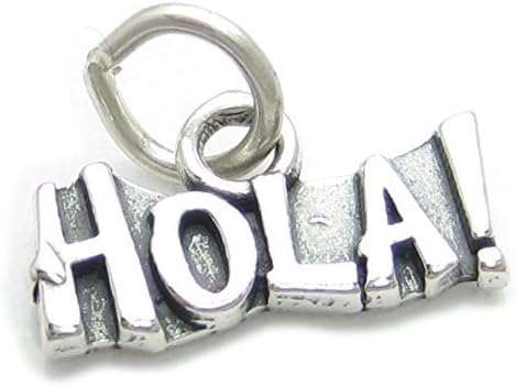 Hola sterling silver charm .925 x 1 Hello Hey Hi greeting Spanish charms