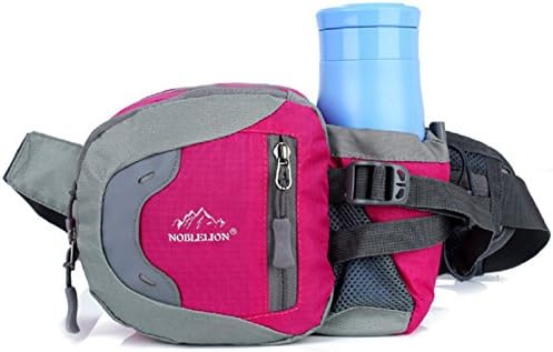 Unisex Runner Bum Bag Pocket Waistpacks,Fanny Pack Satchel Waist Bag with Bottle Holder for Climbing,Camping,Cycling,Hiking (Rose Red)